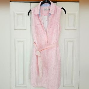 Vineyard Vines Womens pink linen button down dress size 4